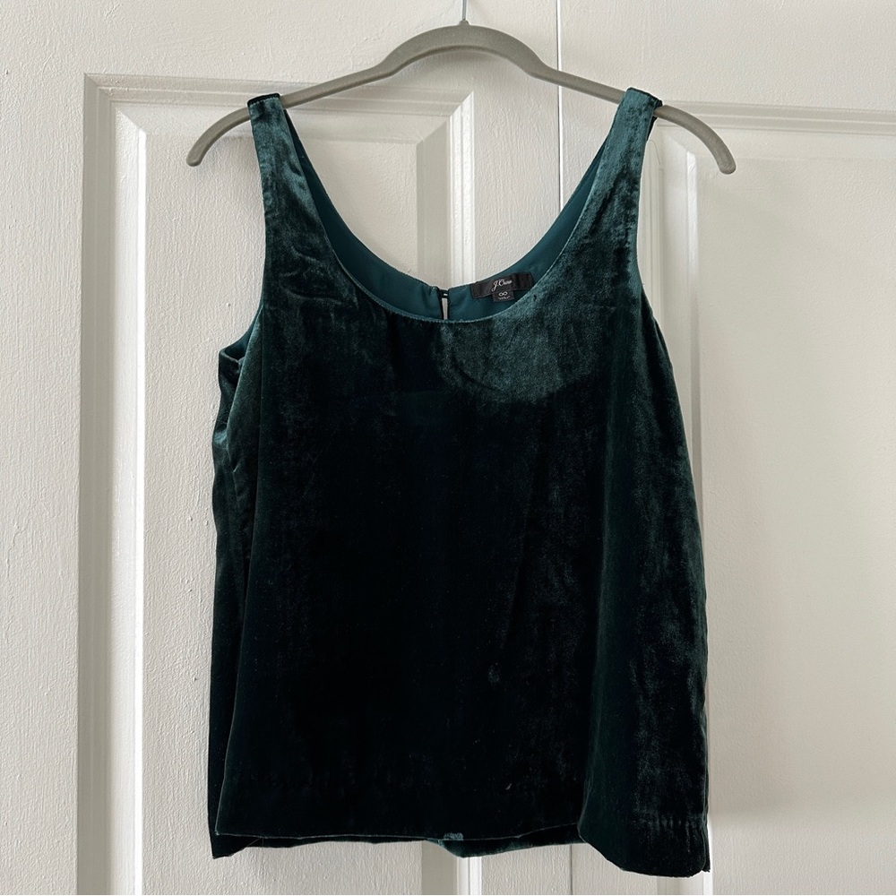 J. Crew Green Velvet Sleeveless Tank Top sz 00
